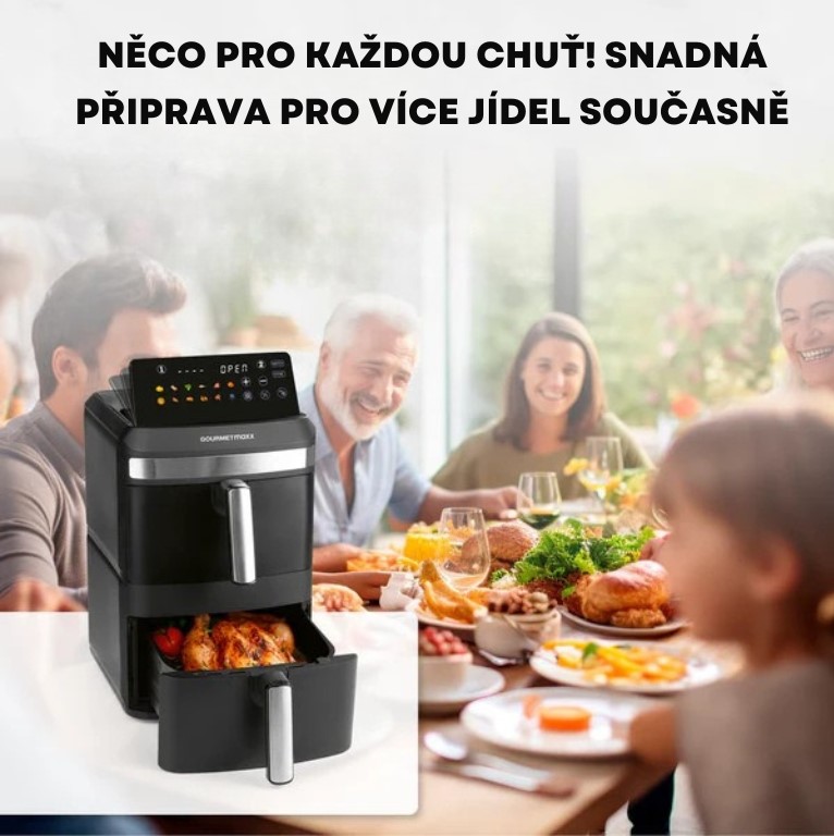 GourmetMaxx Vertikální horkovzdušná fritéza s dvojitou komorou FryUp XL 16818 (8)